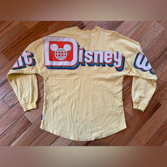 Disney Parks Walt Disney World Retro Logo Yellow Spirit Jersey Adult Size Small - Picture 1 of 13